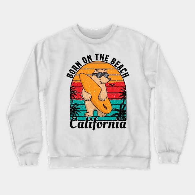 BORN ON THE BEACH California Sunset Retro Vintage Crewneck Sweatshirt by Elias-nm